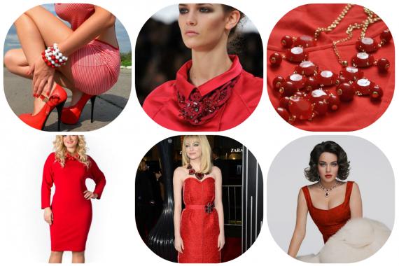 Joias para um vestido vermelho
