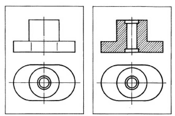 Симметричный разрез на чертеже